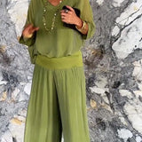 Larisa – Elegantní letní komplet s volnými kalhotami