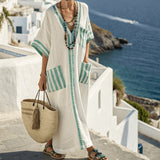 Elena – Kaftan dress mint and linen