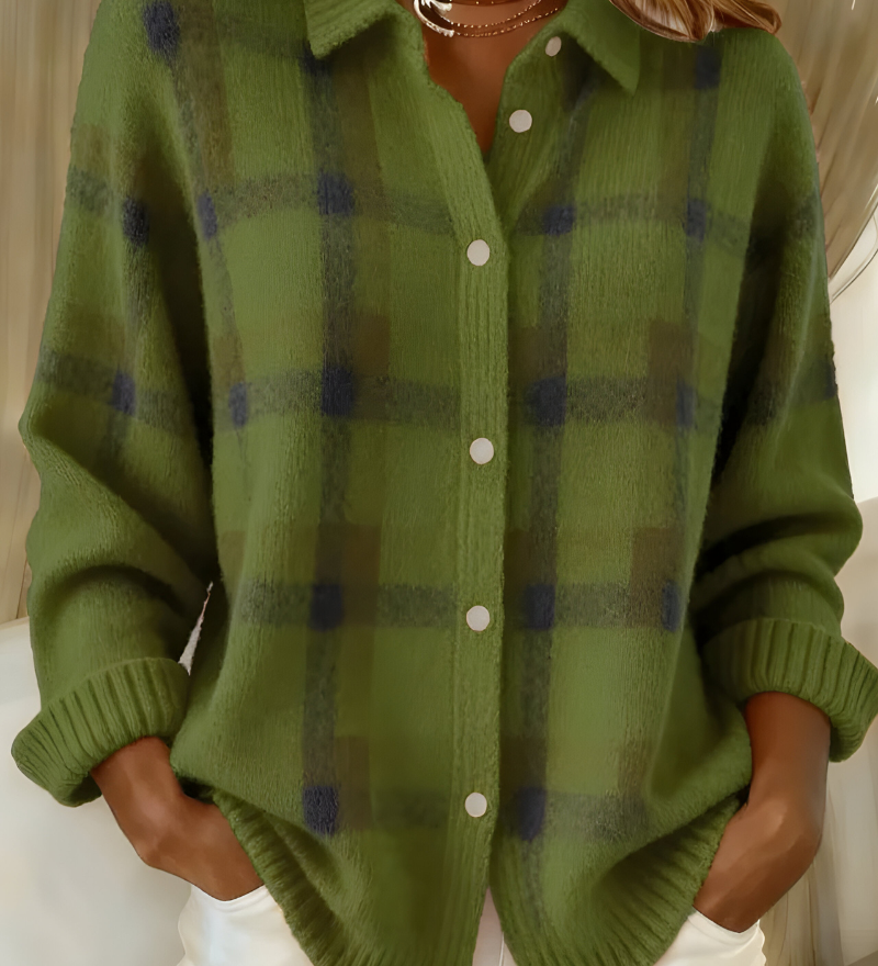 Anca – Soft Knit Checked Cardigan
