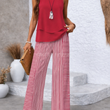 Adriana – Chic Letní Set v Červených Pruzích