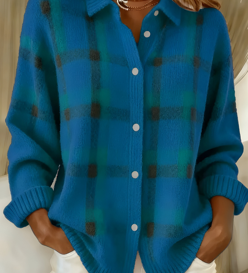 Anca – Soft Knit Checked Cardigan