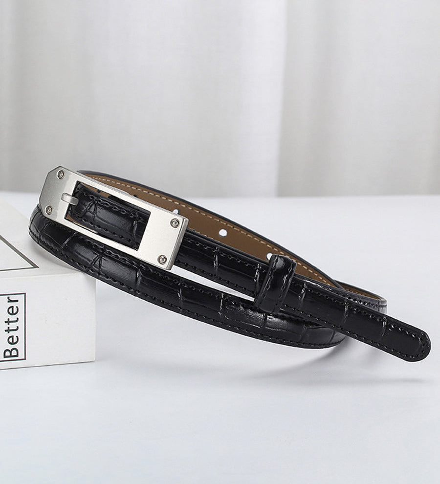 Luxandra – Croc-textured narrow belt