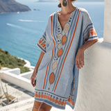 Daniela – Kaftan dress herbal d'azur