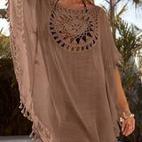 Rodica – Beach skirt with crochet detailing and fringes