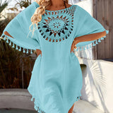 Rodica – Beach skirt with crochet detailing and fringes