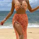 Dorina – Boho sada bikin s bandeau topem a plážovou sukní