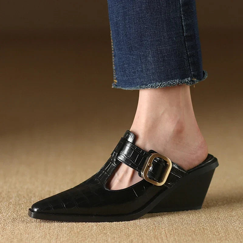 Mara – Premium mule s krokodýlím potiskem