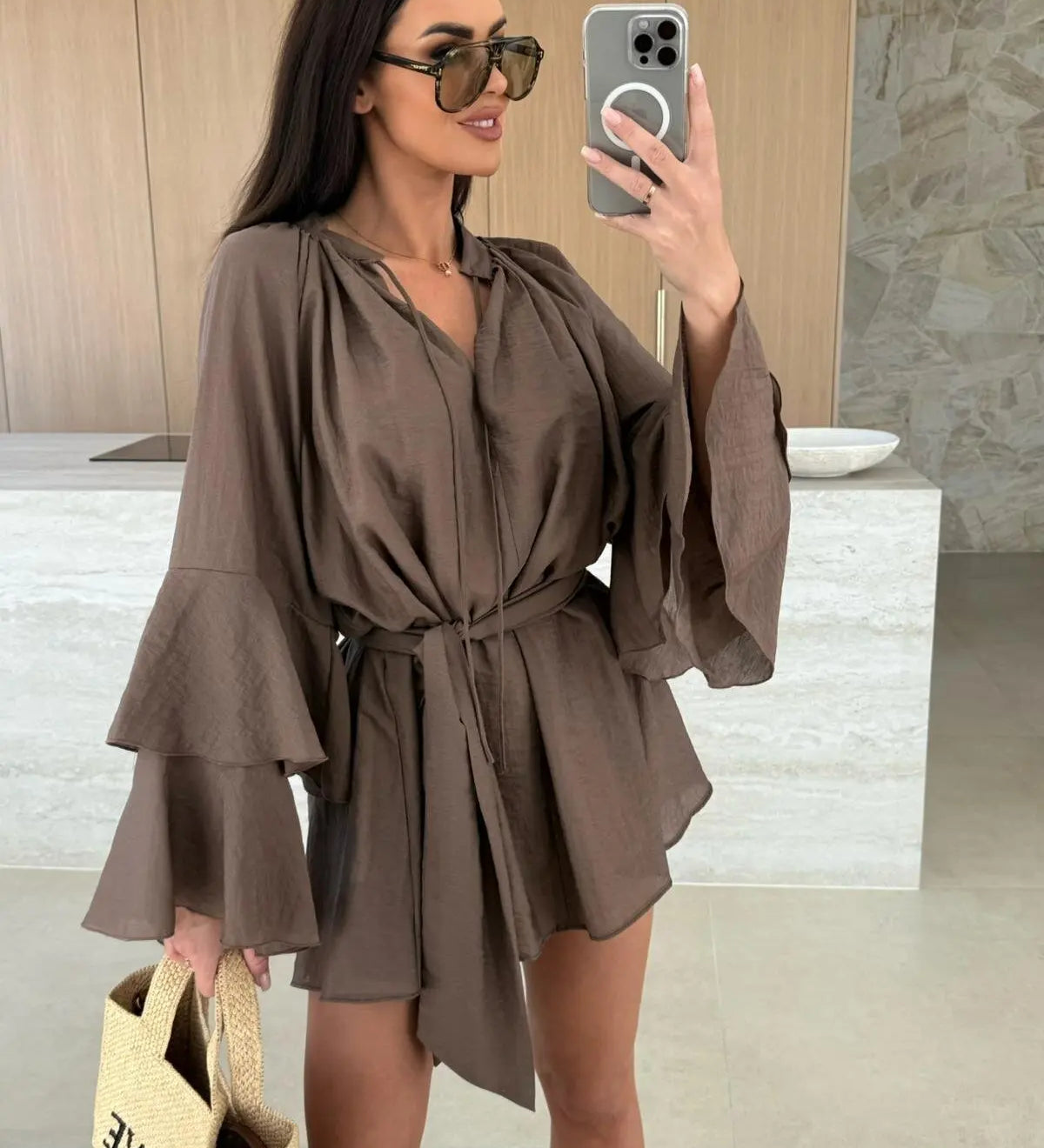 Dina – Košilová Šaty s Páskem