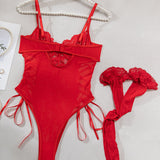 Irina – Tělové transparentní body z krajky s květinovým vzorem