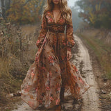 Ilinca – Maxi boho šaty s lehkými rukávy