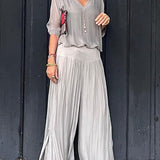 Larisa – Elegantní letní komplet s volnými kalhotami