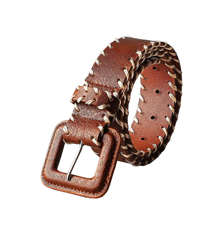 Cosmina – Brown belt with decorative stitching