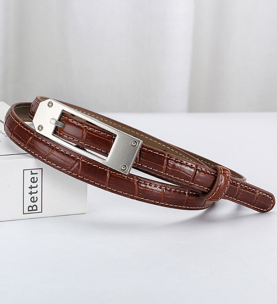 Luxandra – Croc-textured narrow belt