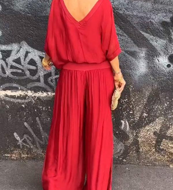 Larisa – Elegantní letní komplet s volnými kalhotami