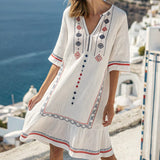 Mioara – White Folk Caftan Dress