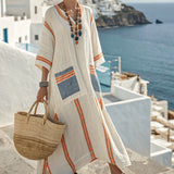Cristina – Orange and blue kaftan dress